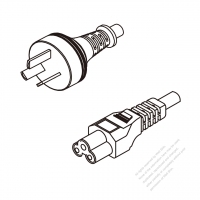 Argentina 3-Pin Plug To IEC 320 C5 AC Power Cord Set Molding (PVC) 1.8M (1800mm) Black ( H05VV-F 3G 0.75mm2 )