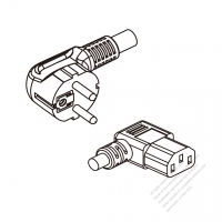 Europe 3-Pin Angle Plug To IEC 320 C13 (Right Angle ) AC Power Cord Set Molding (PVC) 1.8M (1800mm) Black ( H05VV-F 3G 0.75mm2 )