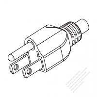 USA/Canada NEMA 5-15P Straight AC Plug, 2 P/ 3 Wire Grounding 15A 125V