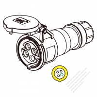 IEC 309 Connector 4-Pin 3P 4W, IP 67 Watertight Connector 16A 100V~130V