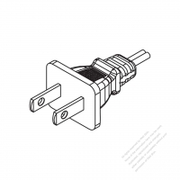 USA/Canada NEMA 1-15P Straight AC Plug, 2 P/ 2 Wire Non-Grounding, 15A 125V