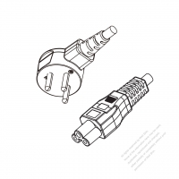 Israel 3-Pin Angle Type Plug to IEC 320 C5 Power cord set (HF - Halogen free) 1.8M (1800mm) Black (H05Z1Z1-F 3X0.75MM )