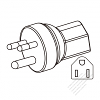 Adapter Plug, South African plug to NEMA 5-15R Connector 3 to 3-Pin 10A 250V