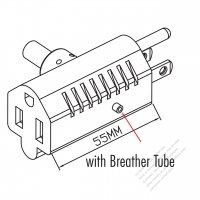 Taiwan/ Japan 3-Pin T Shape straight AC Plug, 7~15A 125V