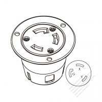 USA/Canada Locking Flanged Outlet NEMA L6-30R, 2 P 3 Wire Grounding 30A 250V