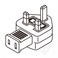 UK Angle Type Adapter Plug to NEMA 1-15R Connector 3 to 2-Pin