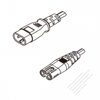 Europe 2-Pin IEC 320 Sheet C Plug To IEC 320 C7 AC Power Cord Set Molding (PVC) 1.8M (1800mm) Black ( H03VVH2-F 2X 0.75mm2 )