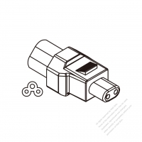 Adapter Plug, IEC 320 Sheet A Inlet to C1 Female Connector (For shaver), 3 to 2-Pin