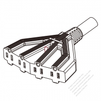 USA/Canada Flabellate connector 3-Pin (NEMA 5-15R) Straight Blade, 4 outlets, Grounding, 10A/13A/15A 125V