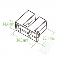 Plastic Housing 25.1mm x 34mm x 14.4mm 2-Pin