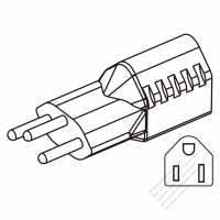 Molding Type - Adapter Plug, Switzerland plug to NEMA 5-15R Connector 3 to 3-Pin 10A 250V (Molding Type)