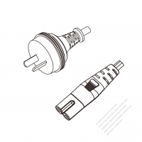 Australia 2-Pin Plug to IEC 320 C7 Power cord set (HF - Halogen free) 1.8M (1800mm) Black (H03Z1Z1H2-F 2X0.75MM )