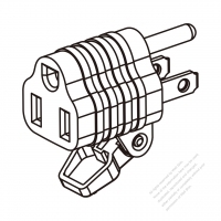 Adapter Plug, US NEMA 5-15P plug to 5-15R Connector, 3 to 3-Pin