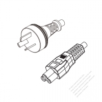 Argentina 3-Pin Plug to IEC 320 C5 Power cord set (HF - Halogen free) 1.8M (1800mm) Black (H05Z1Z1-F 3X0.75MM )