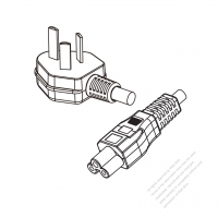 China 3-Pin Angle Type Plug to IEC 320 C5 Power Cord Set (PVC) 1.8M (1800mm) Black  60227 IEC52(RVV) 3C*0.75, (round) )