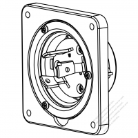 USA/Canada Locking Flanged Inlet NEMA L6-30P, 2 P 3 Wire Grounding, 30A 250V, Watertight Inlet