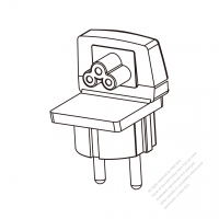 Adapter Plug, European Angle Type to IEC 320 C5 Female Connector 3 to 3-Pin 2.5A 250V