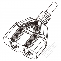 USA/Canada Flabellate connector (NEMA 5-15R/20R) Straight Blade, 2 outlets, Grounding, 2 P, 3 Wire Grounding ,15A/20A 125V
