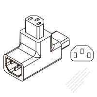 Adapter Plug, IEC 320 Sheet E Inlet to IEC 320 C13 x 2, 3 to 3-Pin