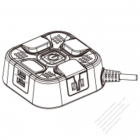 China Type Power Strip 2-Pin Outlet x 4 for office/home, plastic square type 10A 250V