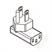 Adapter Plug, USA Angle Type to IEC 320 C13 Female Connector 3 to 3-Pin 10A 125V