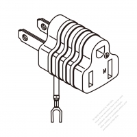 Adapter Plug, US NEMA 1-15P plug to 5-15R Connector, 2 to 3-Pin