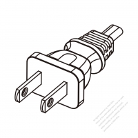 US/Canada 2-Pin NEMA 1-15P Plug/ Cable End Cut AC Power Cord - Molding PVC 1.8M (1800mm) Black  (NISPT-2 18/2C/60C )