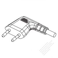 Norway 2-Pin Elbow AC Plug, 2.5A 250V