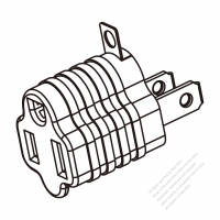 Adapter Plug, US NEMA 1-15P plug to 5-15R Connector, 2 to 3-Pin