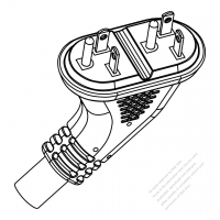 USA/Canada NEMA 5-20P Elbow AC Plug, 2 P/ 3 Wire Grounding 20A 125V