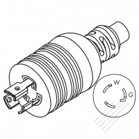 USA/Canada NEMA L5-15P Twist Locking AC Plug, 2 P/ 3 Wire Grounding 15A 125V