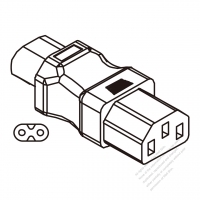 Adapter Plug, IEC 320 Sheet C Inlet to C13 Female Connector (For PC), 2 to 3-Pin