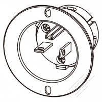 USA/Canada NEMA 5-20P Flanged Inlet, 2 P 3 Wire Grounding 20A 125V
