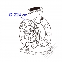 Quad-Plug Cord Reel, China  2-Pin +3-Pin Outlet 2+2, RVV 300/500 1.5*3C, OD:8.1, 20~90M 1.0~1.5 mm² 3C Cord, 10 Amp 250V, Rugged Impact Resistant Case, OD 224mm