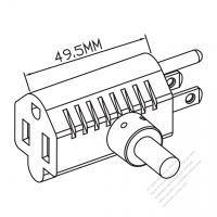 USA/Canada NEMA 5-15P/15R T Shape AC Plug, 2 P/ 3 Wire Grounding 15A 125V