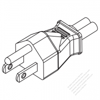 USA/Canada NEMA 5-15P Straight AC Plug, 2 P/ 3 Wire Grounding 15A 125V