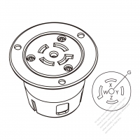 USA/Canada Locking Flanged Outlet NEMA L21-20R, 4 P 5 Wire Grounding 20A 3ØY 120V/208V