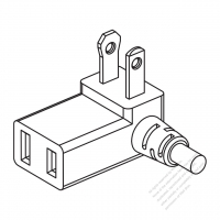 USA/Canada NEMA 1-15P/R T Shape AC Plug, 2 P/ 2 Wire Non-Grounding 15A 125V