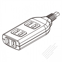 China Type Power Strip 2-Pin Outlet x 3 for office/home, plastic type 10A 250V