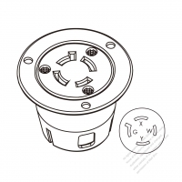 USA/Canada Locking Flanged Outlet NEMA L14-20R, 3 P 4 Wire Grounding 20A 125V/250V