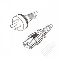 Argentina 3-Pin Plug to IEC 320 C13 Power cord set (HF - Halogen free) 1.8M (1800mm) Black (H05Z1Z1-F 3X0.75MM )