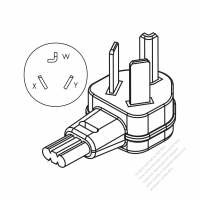 USA/Canada NEMA 10-30P, 3 P/ 3 Wire Non-Grounding, Elbow AC Plug, 30A 125V/250V