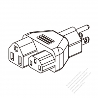 Adapter Plug, NEMA 5-15P to IEC 320 C13 & NEMA 5-15R, 3 to 3-Pin