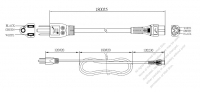 Taiwan 3-Pin Plug To IEC 320 C5 AC Power Cord Set Molding (PVC) 1.8M (1800mm) Black (VCTF 3X0.75mm² Round )