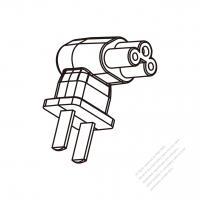 Adapter Plug, China Angle Type to IEC 320 C5 Female Connector 3 to 3-Pin 2.5A 250V