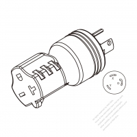 Adapter Plug, NEMA L6-30P Twist Locking to NEMA 6-20R, 2 P, 3 Wire Grounding, 3 to 3-Pin 30A to 15A/20A 250V
