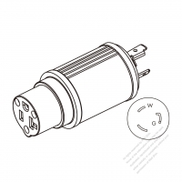 Adapter Plug, NEMA L5-20P Twist Locking to 5-20R, 2 P, 3 Wire Grounding, 3 to 3-Pin 20A 125V