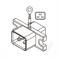 Adapter Plug, IEC 320 Sheet I Inlet to C19 Female Connector (For Server), 3 to 3-Pin