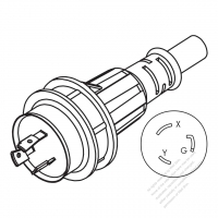 USA/Canada Marine shore AC Plug, NEMA L6-20P Twist Locking, 2 P/ 3 Wire Grounding 20A 250V