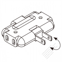 Taiwan Power Tap (180º Rotary pin), 2-pin, 3 outlets